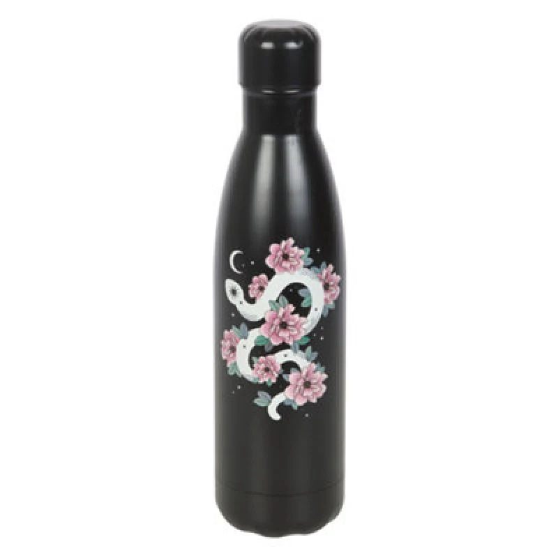 Image of Something Different Something Different Floral Snake Steel Water Bottle in True Black True Black One Size Unisex 5063574667357
