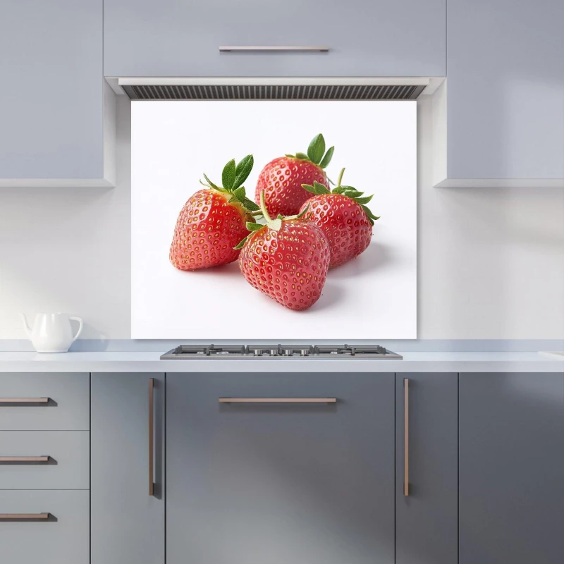 Image of Warren Reed - Designer Cluster of Fresh Strawberries Kitchen Splashback Size: 700mm x 650mm Multicolor Unisex 700mm x 650mm
