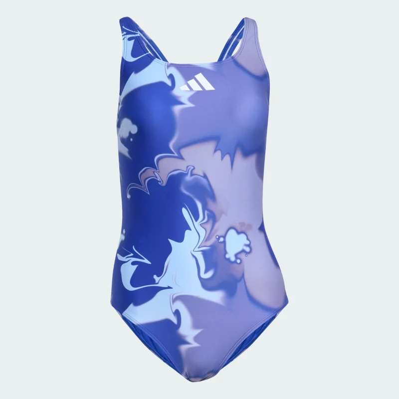 Image of Womens Y-Back One Piece Swimsuit adidas Tie Dye Graphic Bleu Female 38