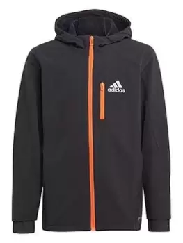 Image of adidas Junior Boys Technical Training Icons Jacket - Black, Size 9-10 Years