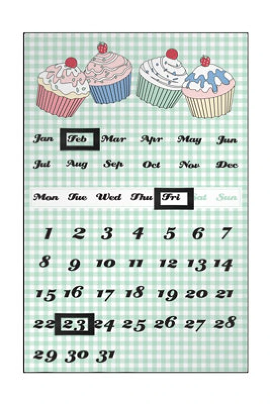 Image of Interiors by Premier Cupcake Magnetic Calendar Green