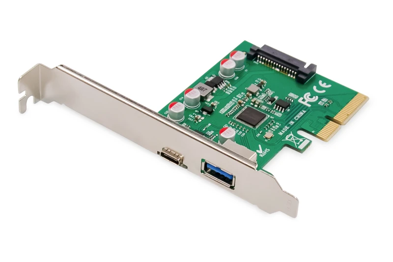 Image of Digitus PCIe card. USB Type-C + USB-A