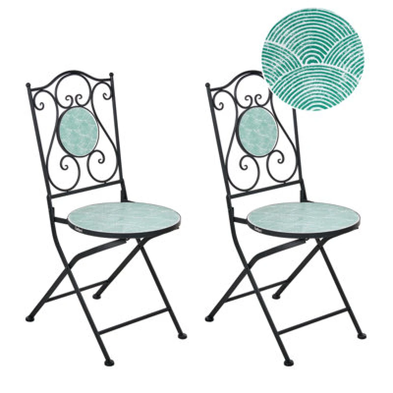 Image of Beliani Set Of 2 Garden Chairs Anapo Folding Metal Black