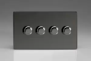 Image of Varilight 4 Gang 2 Way Push On/Off Rotary LED Dimmer 4 x 0 120W (1 10 LEDs) (Twin Plate) - JDiDP254S