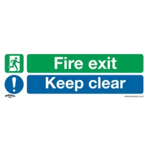 Image of Sealey Self Adhesive Vinyl Fire Exit Keep Clear Sign Pack of 10 300mm 100mm Standard