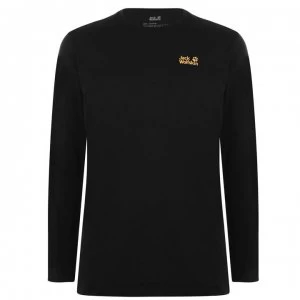 Image of Jack Wolfskin Jack Corp Logo Long Sleeved T Shirt - Black