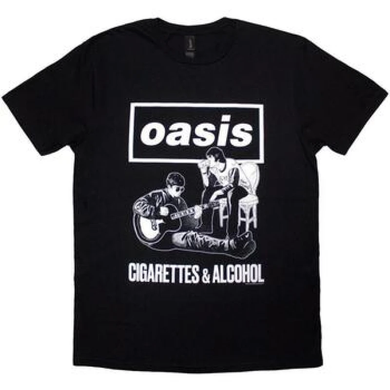 Image of Oasis Oasis Men Cigarettes & Alcohol Illustration T-Shirt in Black Size: Small Black S Male 5063750833361