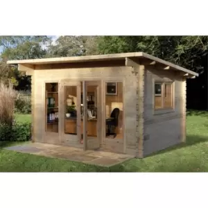 Image of Forest Melbury 4.0m x 3.0m Log Cabin Double Glazed 34kg Polyester Felt, Plus Underlay