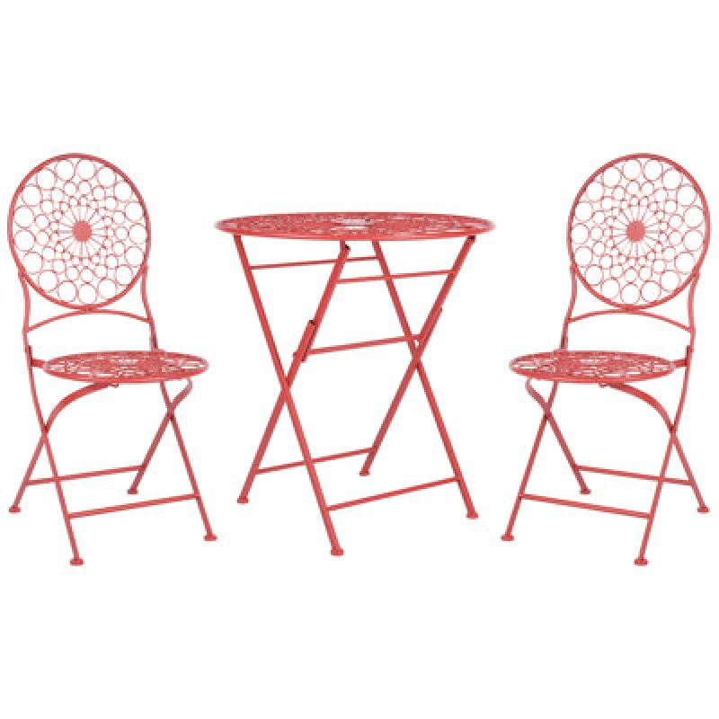 Image of Beliani Bistro Set Folding Scario Metal Red