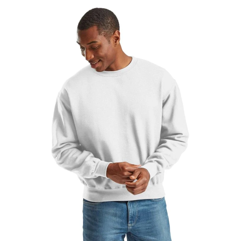 Image of Fruit of the Loom Mens Supercotton Sweatshirt in White Size: Small White Male S