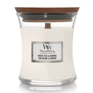 Image of WoodWick White Tea & Jasmine Medium Jar Candle 275g