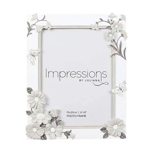 Image of 6" x 8" - Impressions White Floral Resin Frame