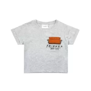 Image of Friends Girls Central Perk Sofa Crop T-Shirt (11-12 Years) (Grey Marl)