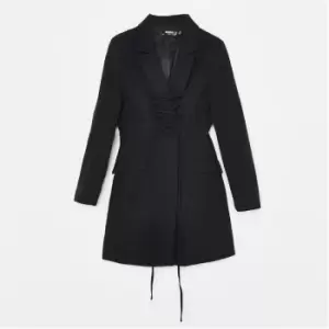 Image of Missguided Petite Lace Up Blazer Mini Dress - Black