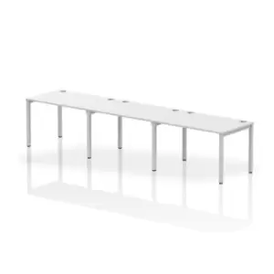 Image of Impulse Bench Single Row 3 Person 1200 Silver Frame Office Bench Desk White