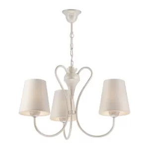 Image of Fabrizio Multi Arm Pendant Ceiling Light With Fabric Shade, White, 3x E27