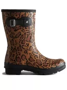 Image of Hunter Hunter Original Short Leopard Print Wellington Boots, Brown, Size 8, Women