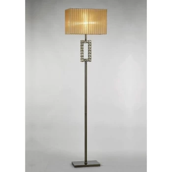 Image of Florence Rectangle Floor Lamp with Bronze Shade 1 Bulb Antique Brass / Crystal