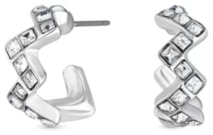 Image of Lipsy Silver Coloured Square Glass Zig Zag Hoop Earrings