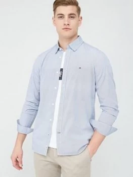 Image of Tommy Hilfiger Slim Soft Geo Print Longsleeve Shirt - Blue/White, Size XL, Men