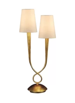 Image of Paola Table Lamp 2 Light E14, Gold Painted with Cream Shades