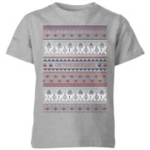 Image of Star Wars On The Nice List Pattern Kids Christmas T-Shirt - Grey - 9-10 Years