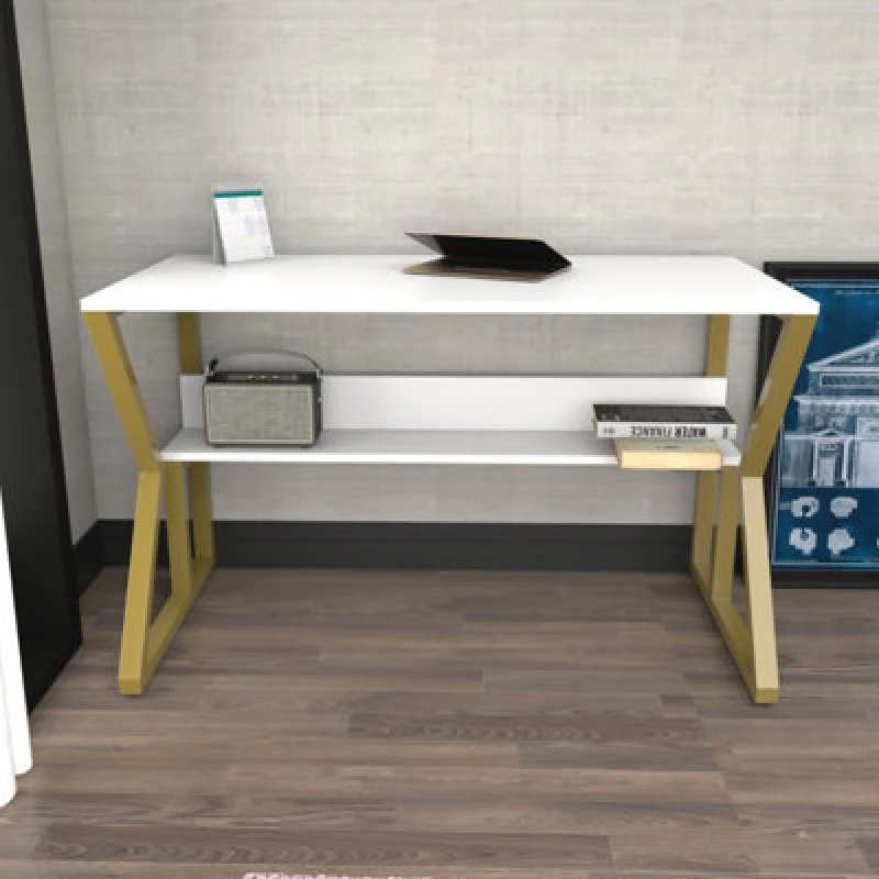 Image of Decorotika Wake Study And Writing Desk Gold And White