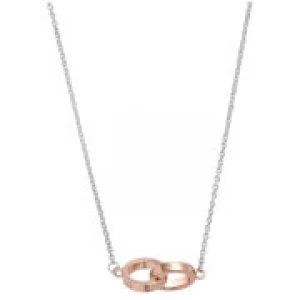 Image of Olivia Burton Womens Interlink Chain Necklace - Silver & Rose Gold