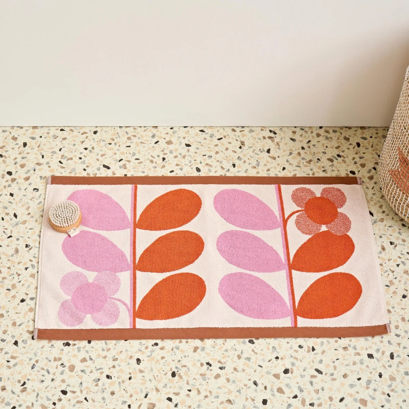 Image of Orla Kiely Stem Bloom Duo Bath Mat Blush