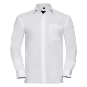 Image of Russell Mens Long Sleeve Pure Cotton Work Shirt (S) (White)