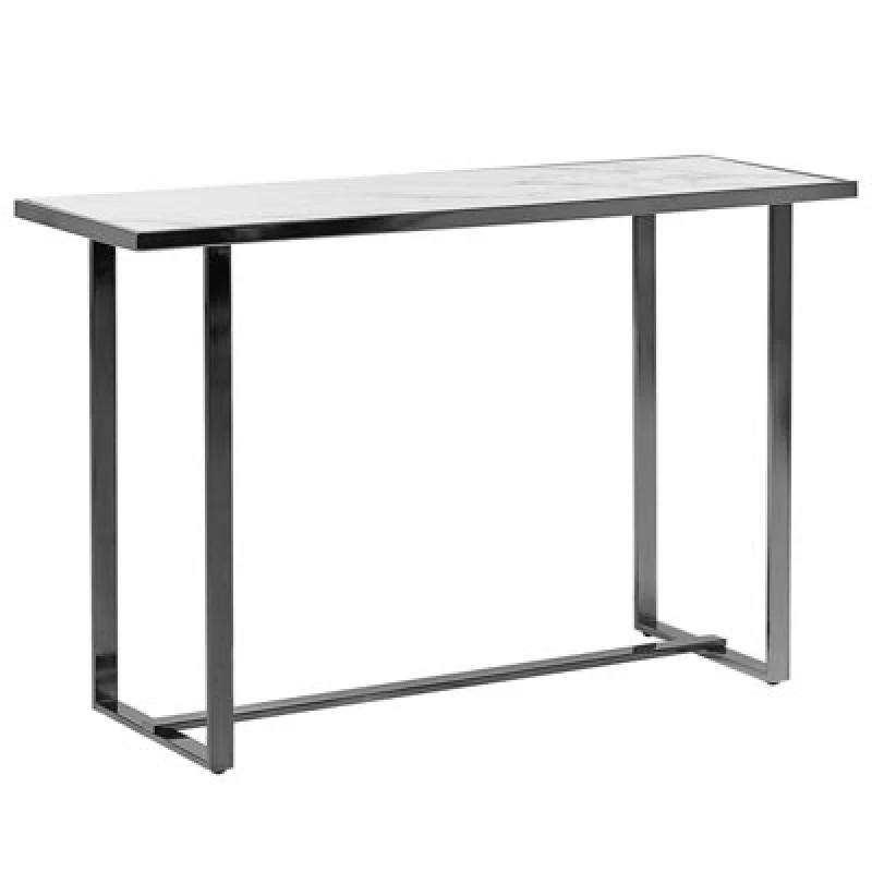 Image of Beliani Console Table Plano Tempered Glass White Marble