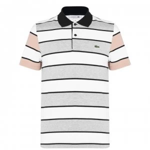 Image of Lacoste Stripe Polo Shirt - Grey/White
