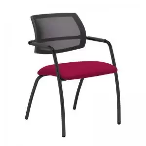 Image of Tuba Black 4 leg frame conference chair with half mesh back - Diablo