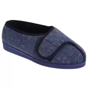Image of Comfylux Womens/Ladies Helen Floral Superwide Slippers (8 UK) (Blueberry)