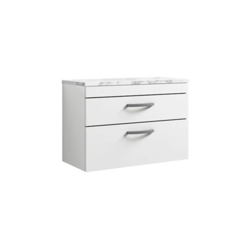 Image of Nuie Athena Wall Hung Vanity Unit With 2 Soft-Close Drawers & Gloss Grey Laminate Top