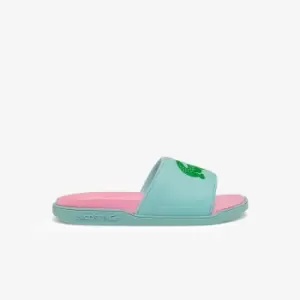Image of Lacoste Womens Croco Dualiste Synthetic Slides Size 3 UK Trqs/grn