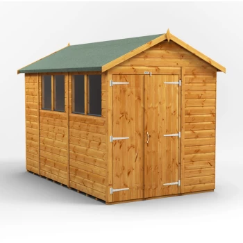 Image of 10x6 Power Apex Double Door Garden Shed - Brown