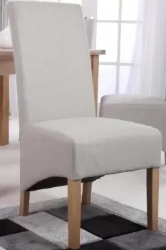 Image of Pair Of Cappucino Herringbone Assembled Dining Chairs With Solid Wooden Legs