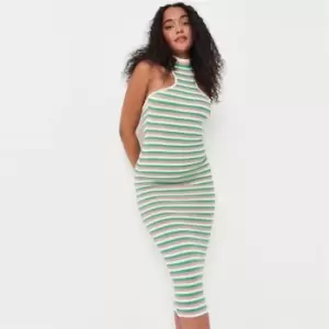 Image of Missguided Striped Racer Rib Midaxi Dress - Multi