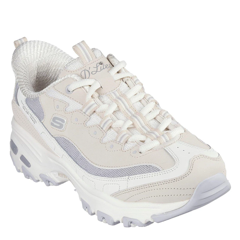 Image of Skechers D Lites-Smooth Nostalgia Low-Top Trainers Womens - Grey Grey 8
