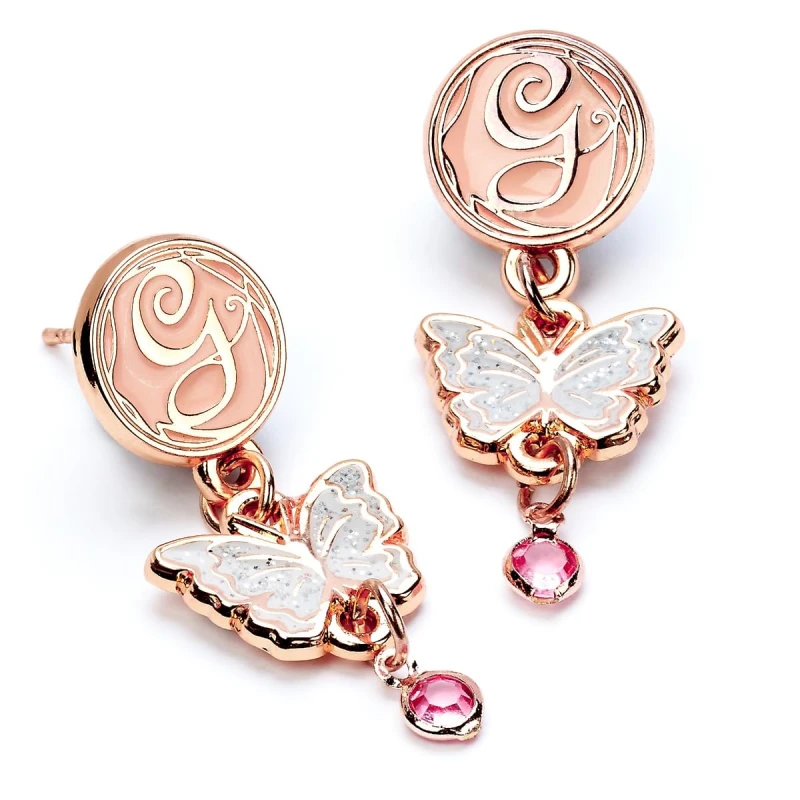 Image of Wicked Glinda Drop Butterfly Earrings Rose Gold Colour