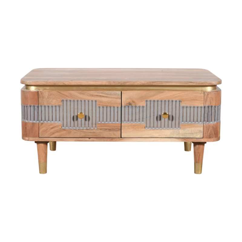 Image of Indian Hub Wilton Acacia Wood 2 Drawers Coffee Table