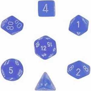 Image of Chessex Poly 7 Dice Set: Frosted Blue/white