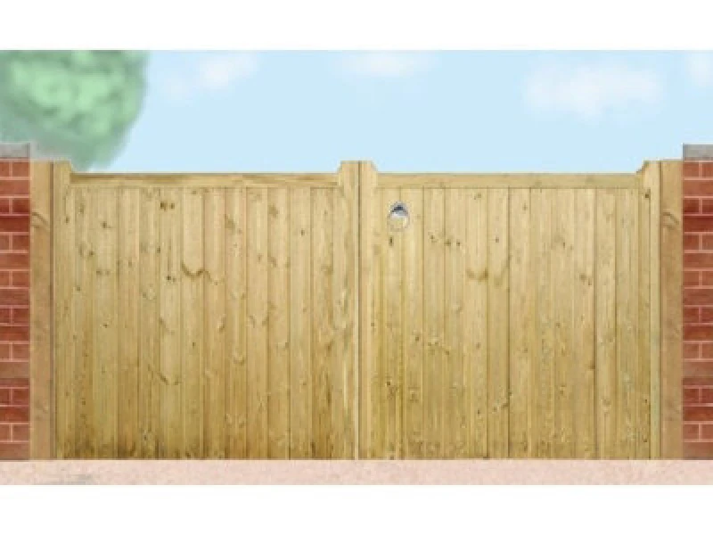 Image of Cannock Gates Drayton Square Top Low Double Driveway Gate - Pressure Treated Scandinavian Redwood - W3300 X H950 mm