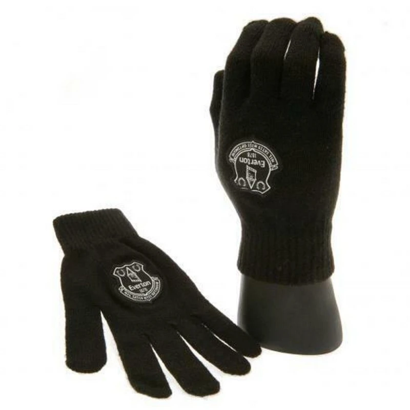 Image of Everton FC Mens Knitted Gloves in Black Male One Size
