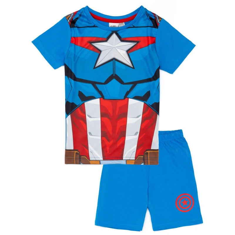 Image of (7-8 Years) Disney Avengers Short Sleeve Short Leg Pyjama Set (Boys Blue)