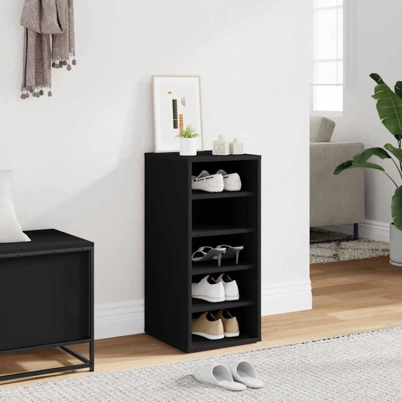 Image of VIDAXL Shoe Cabinet Black 31.5x35x70cm Engineered Wood Vidaxl 8720286646632