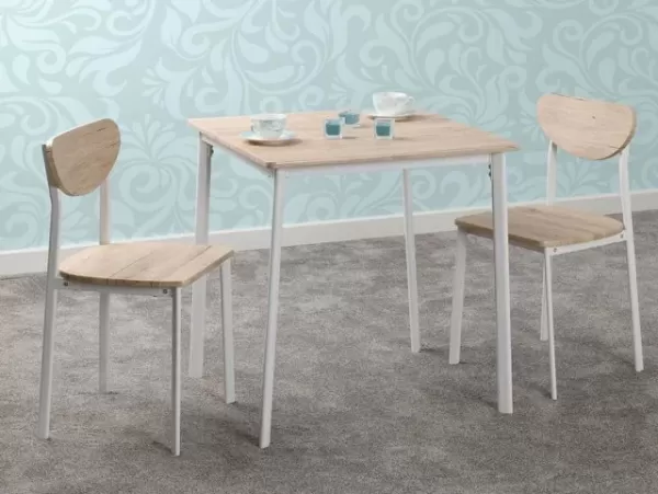 Image of Seconique Riley White and Oak Dining Table and 2 Chair Set