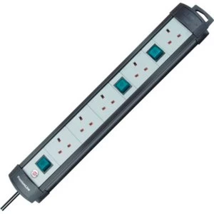 Image of Brennenstuhl Power Strip "Premium", 5 Pocket, 3 Switch, 3m, Black/White