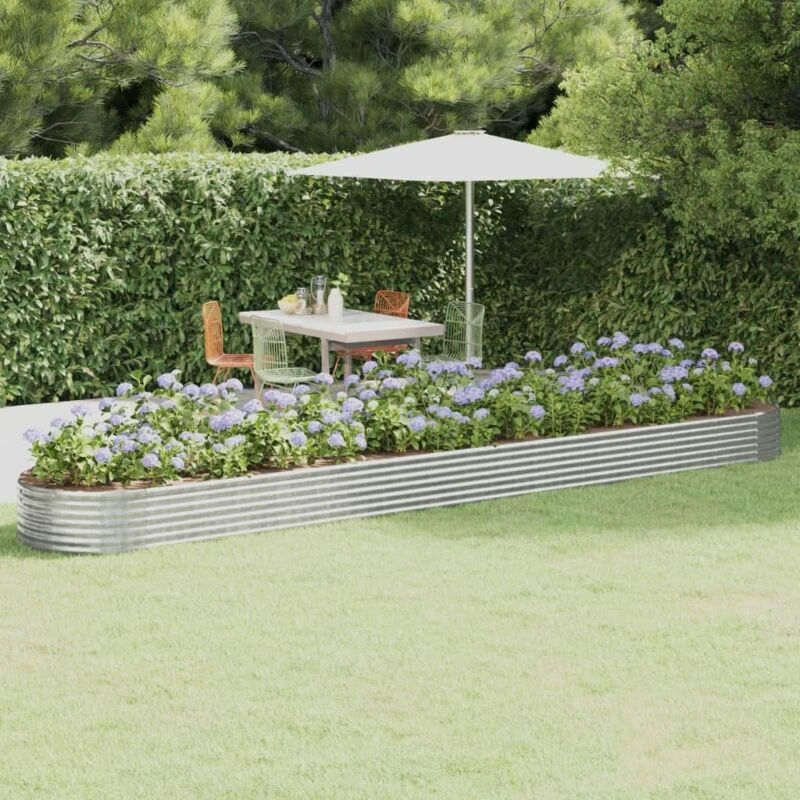 Image of vidaXL Garden Raised Bed Powder-coated Steel 544x100x36cm Silver 319017